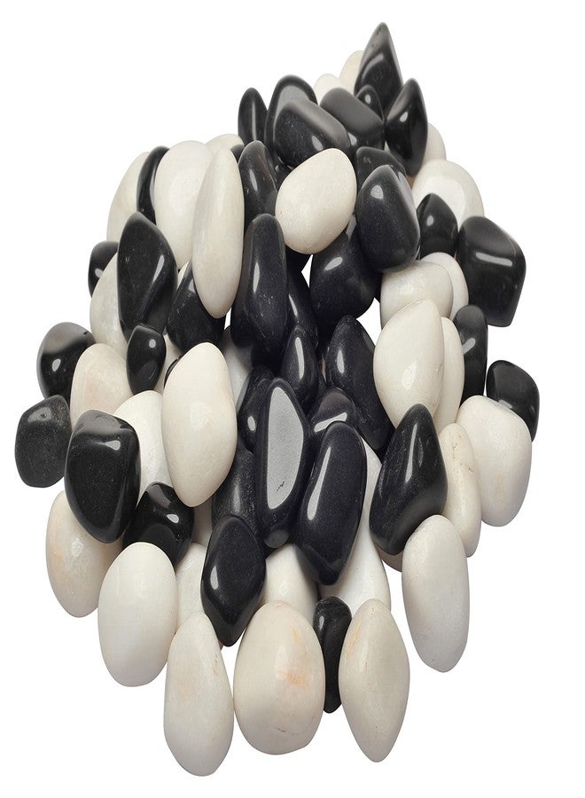 Bum Bum Bhole Polished Black & White Pebbles Stone Home Decorative Marbles - 1 Kg - Image 2